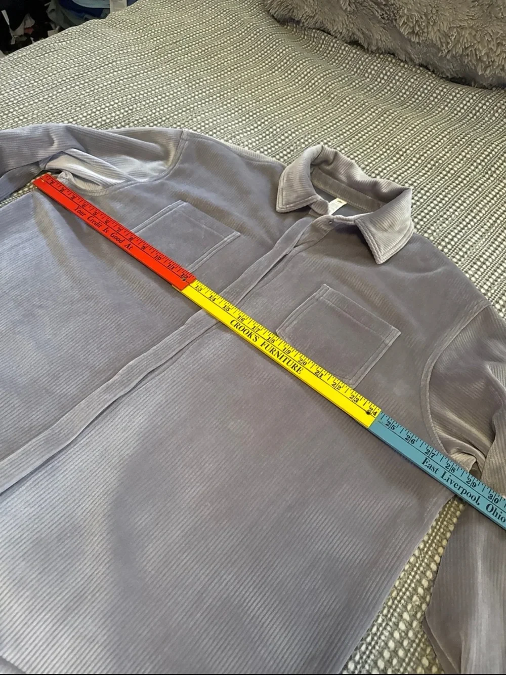 Alo Ribbed Velour Mountain Side Shacket - Fog size Large NWOT